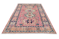 Super Kazak Afghan Rug – Blush Geometric
