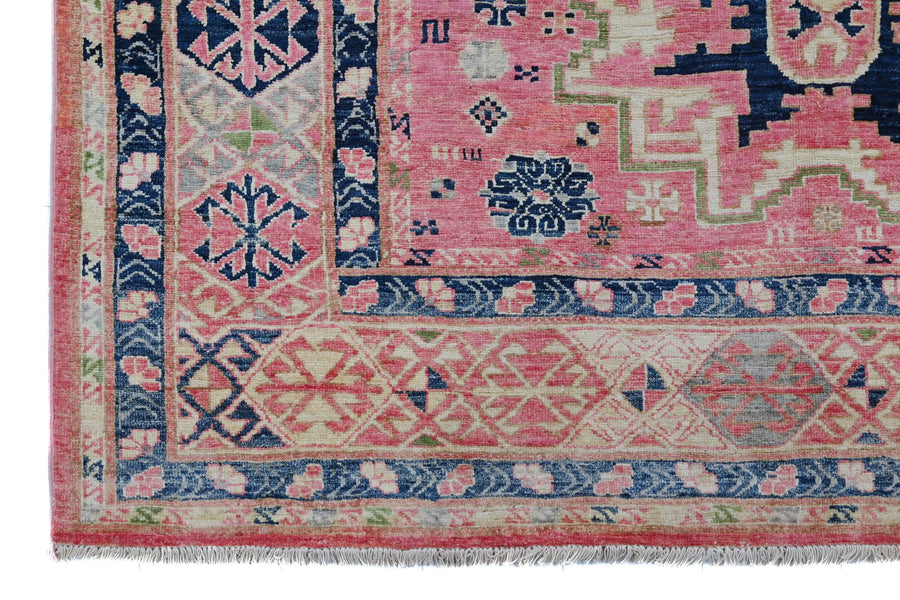 Super Kazak Afghan Rug – Blush Geometric