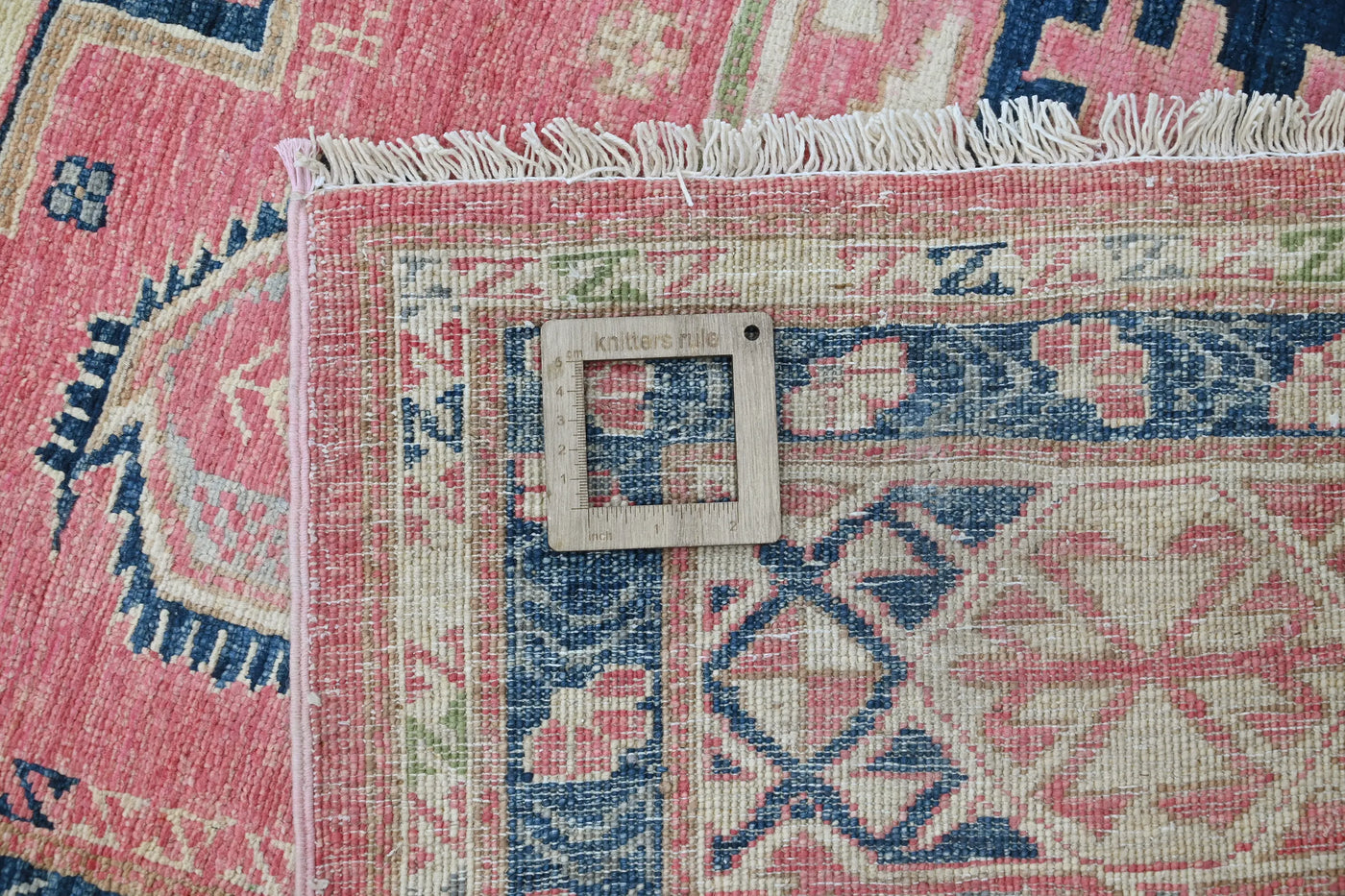 Super Kazak Afghan Rug – Blush Geometric