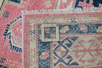 Super Kazak Afghan Rug – Blush Geometric
