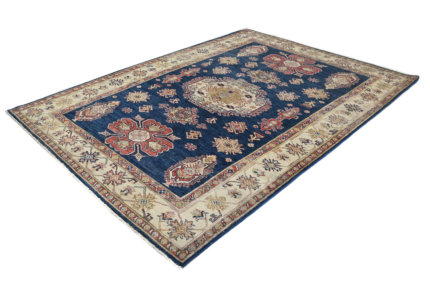 Super Kazak Afghan Rug – Midnight Starburst