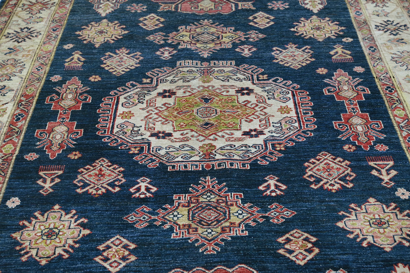 Super Kazak Afghan Rug – Midnight Starburst