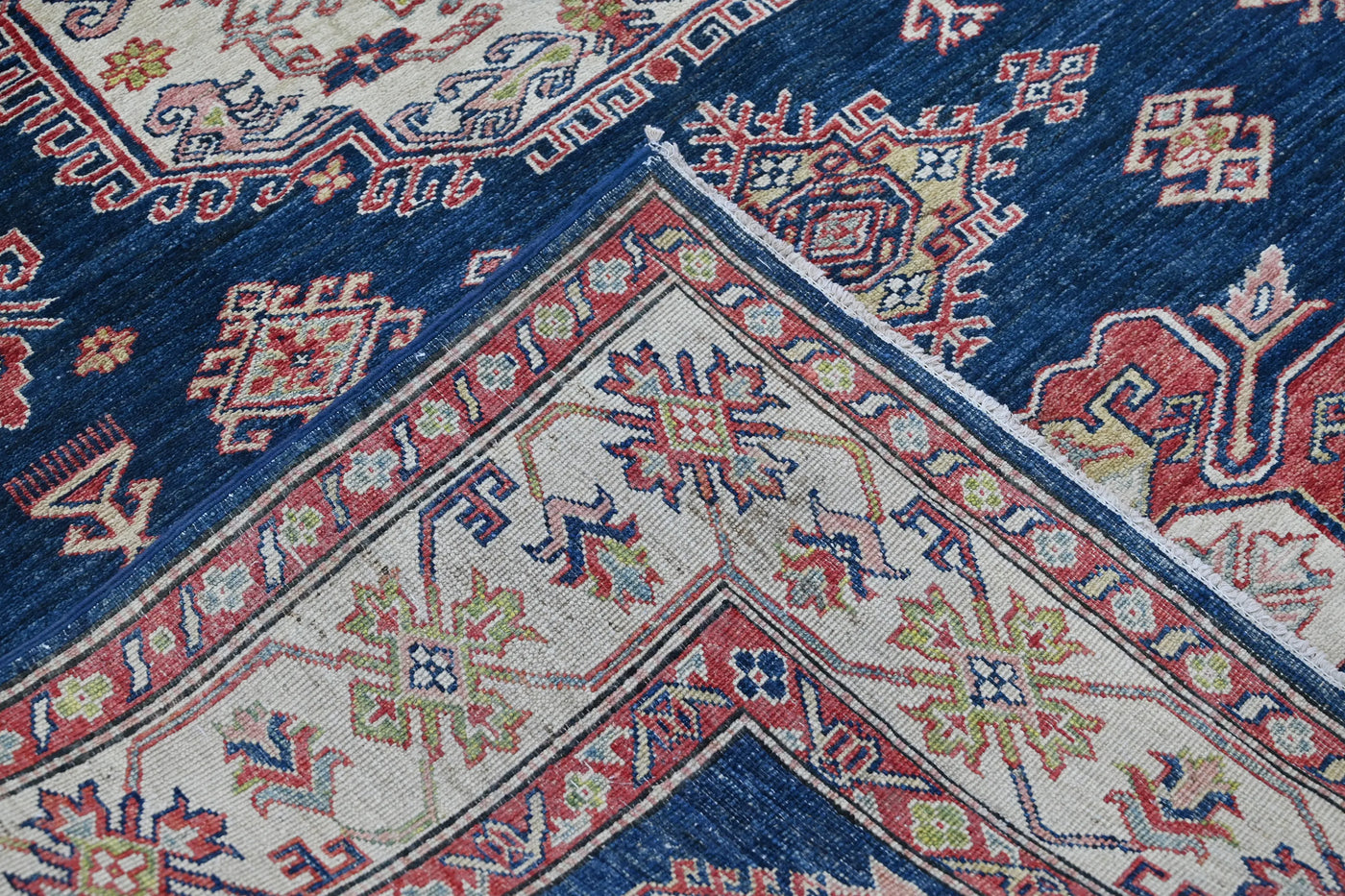 Super Kazak Afghan Rug – Midnight Starburst