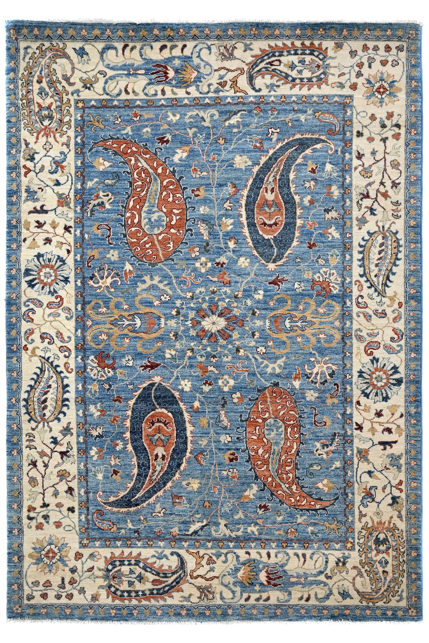 Khorjin Afghan Rug – Cobalt Patchwork