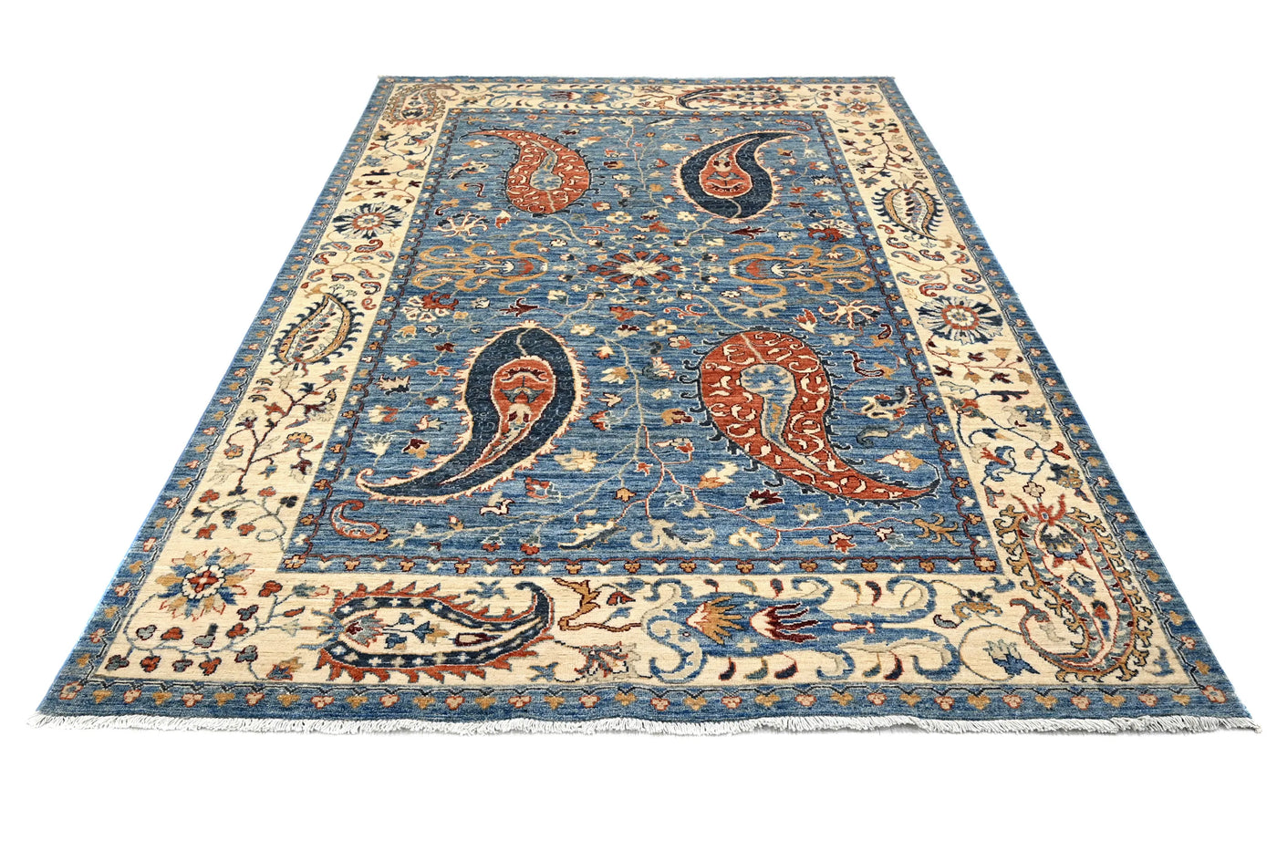 Khorjin Afghan Rug – Cobalt Patchwork