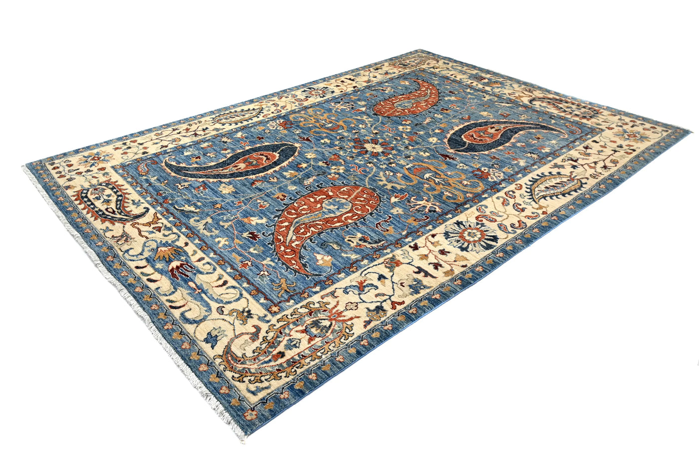 Khorjin Afghan Rug – Cobalt Patchwork