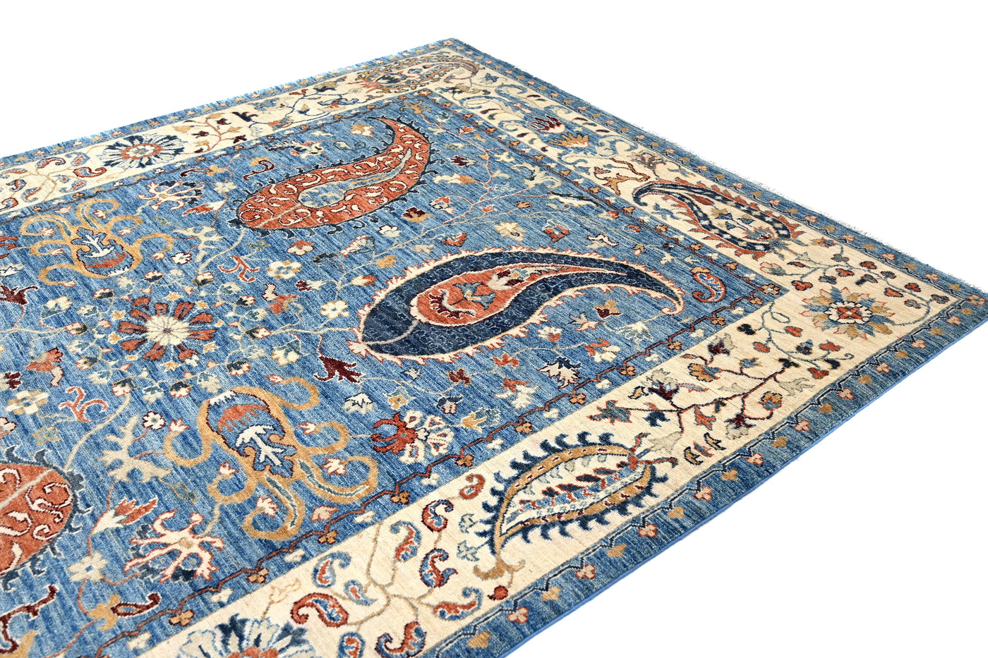 Khorjin Afghan Rug – Cobalt Patchwork