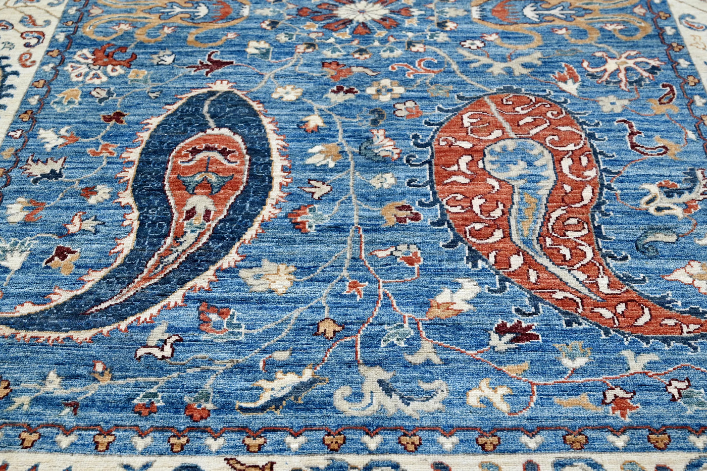 Khorjin Afghan Rug – Cobalt Patchwork