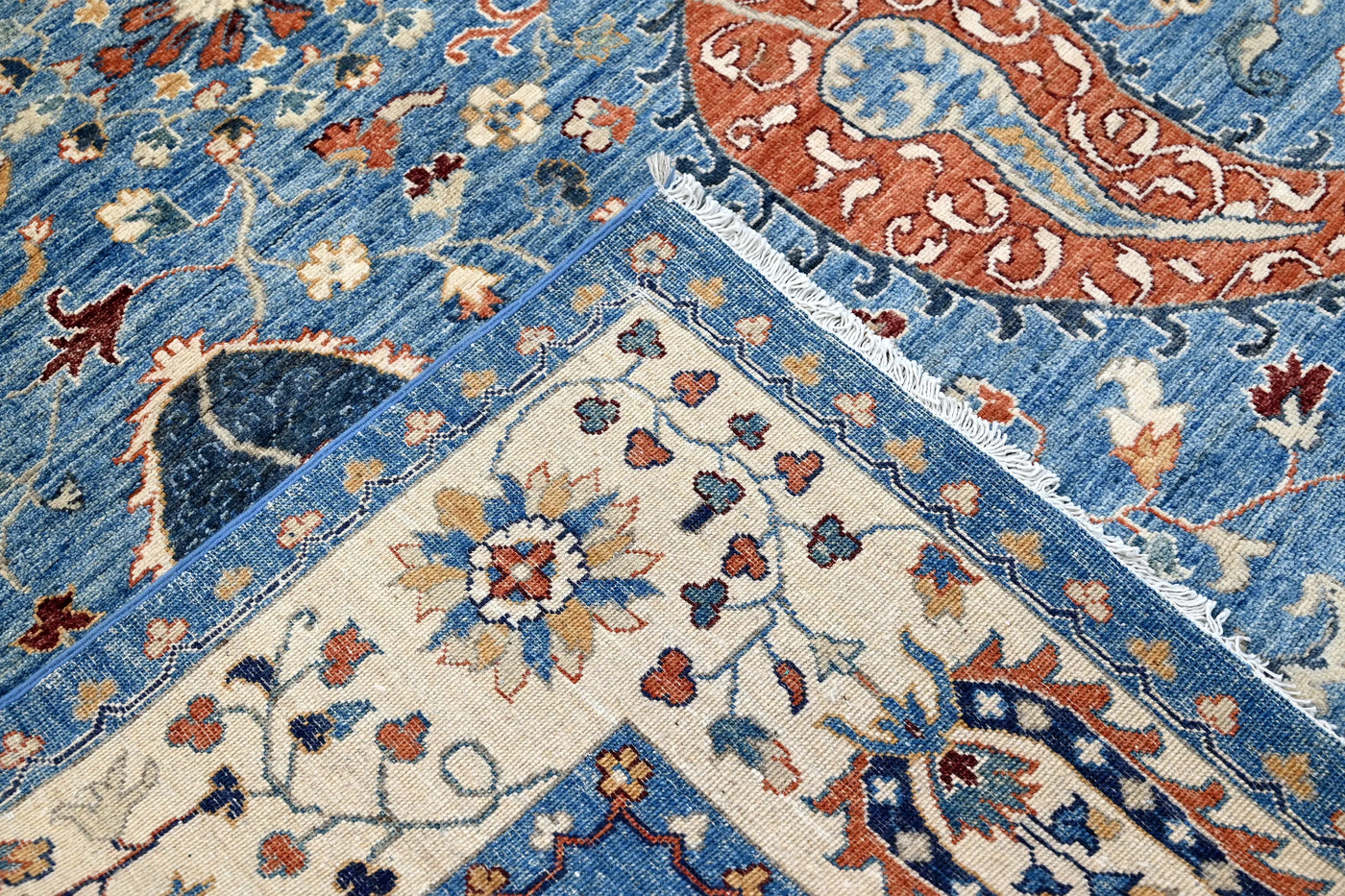 Khorjin Afghan Rug – Cobalt Patchwork