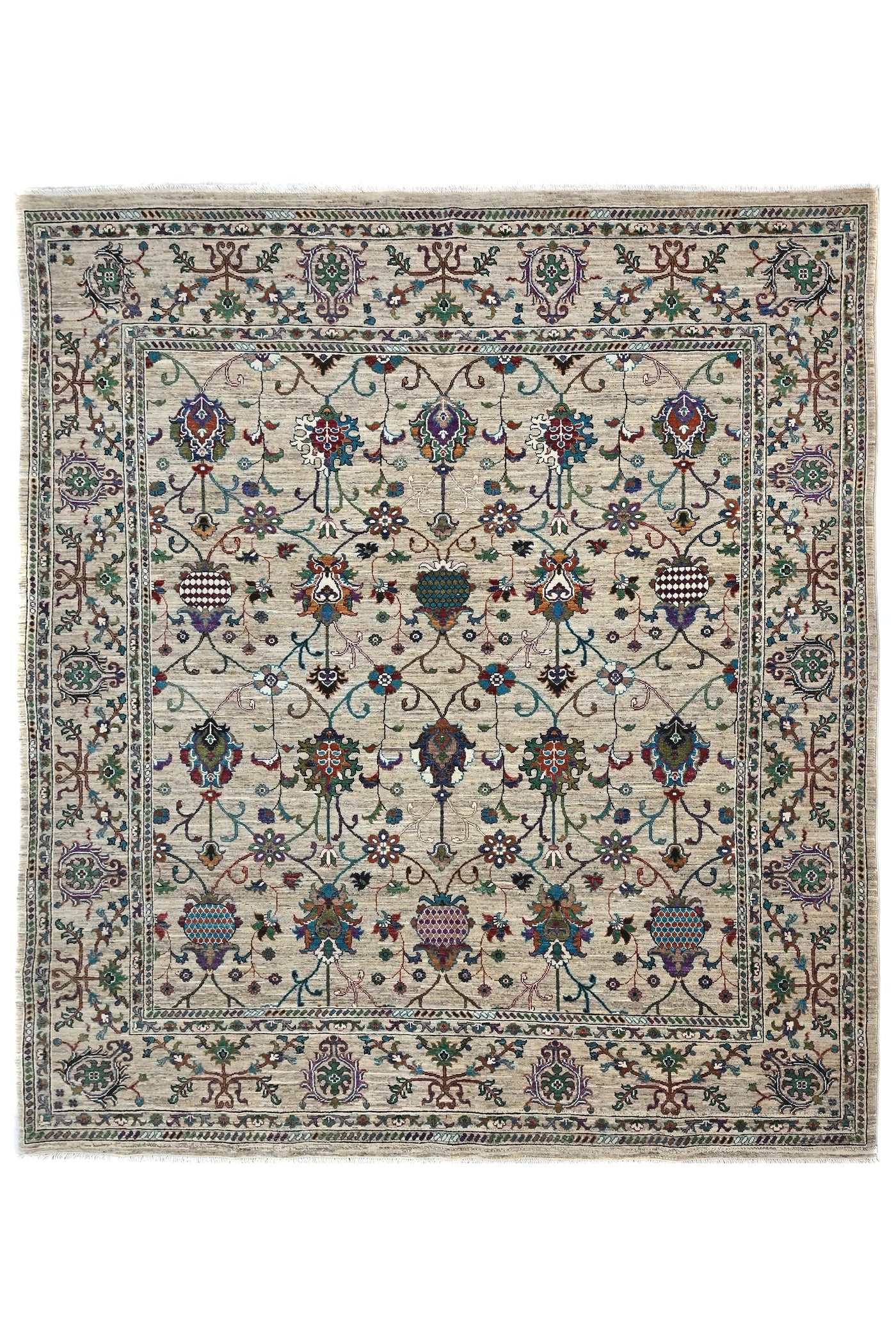Khorjin Afghan Rug – Azure Patchwork