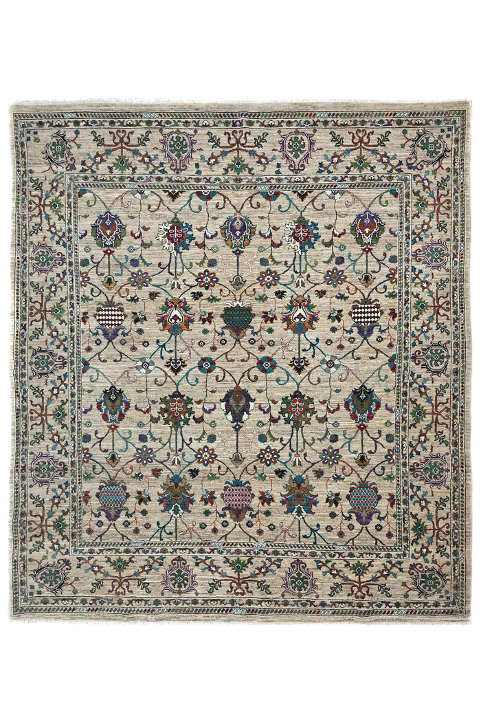 Khorjin Afghan Rug – Azure Patchwork