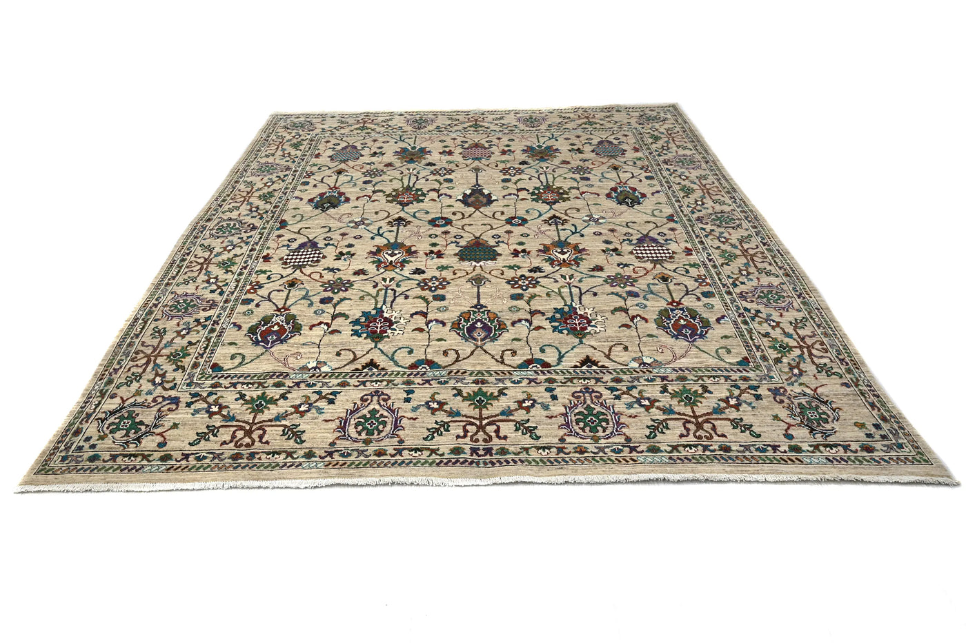 Khorjin Afghan Rug – Azure Patchwork