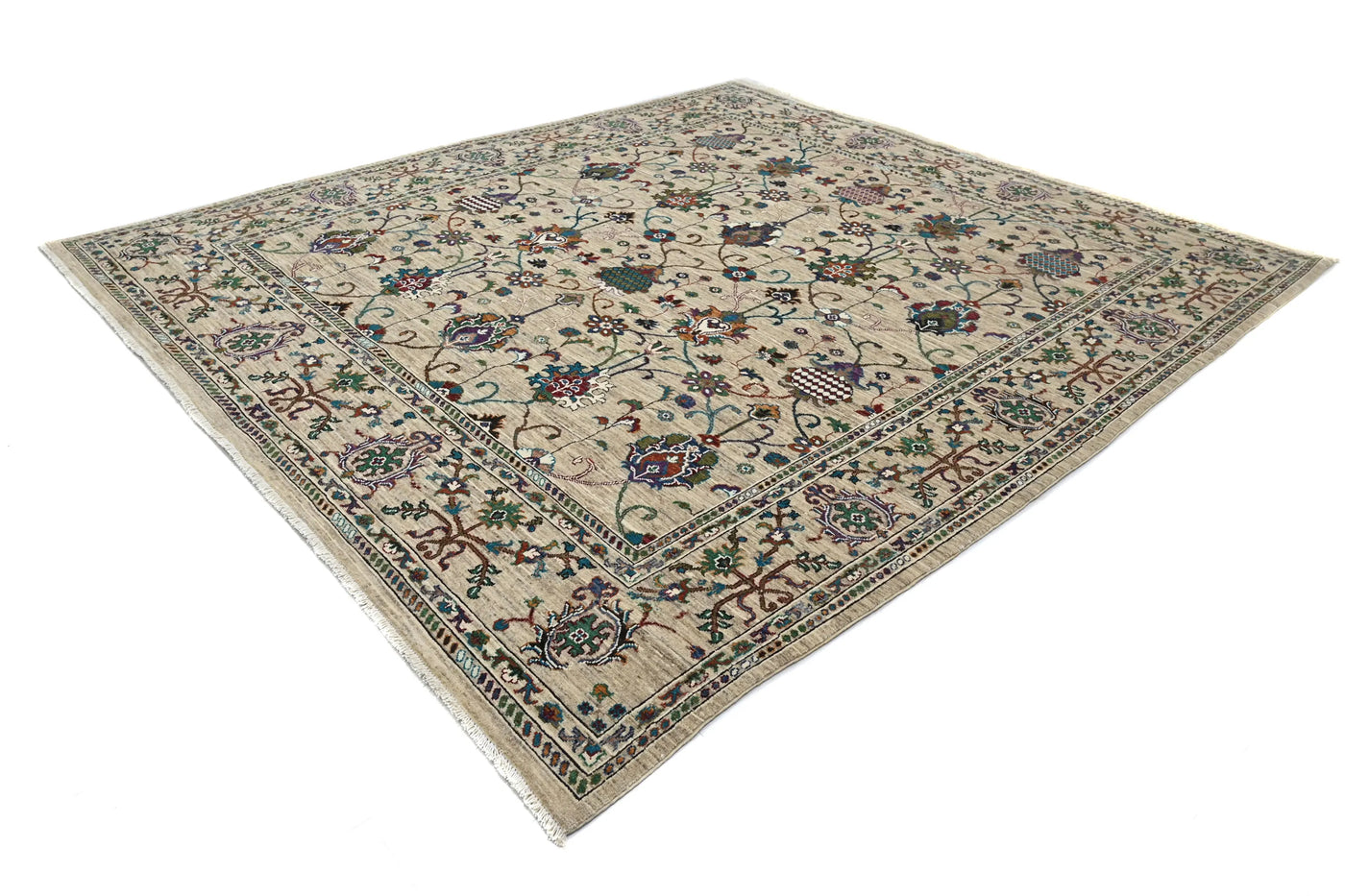 Khorjin Afghan Rug – Azure Patchwork