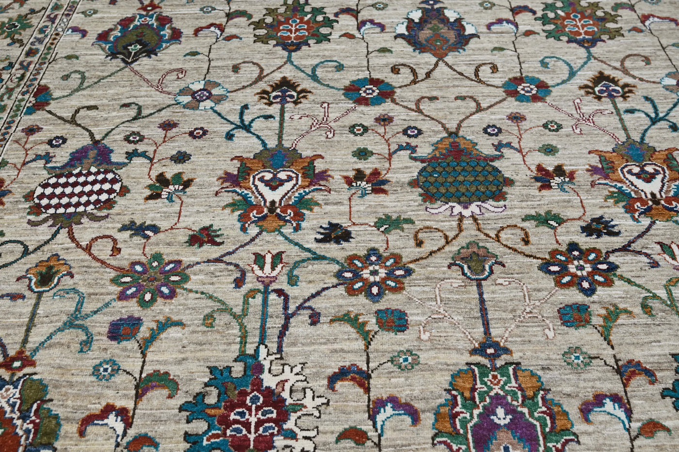 Khorjin Afghan Rug – Azure Patchwork