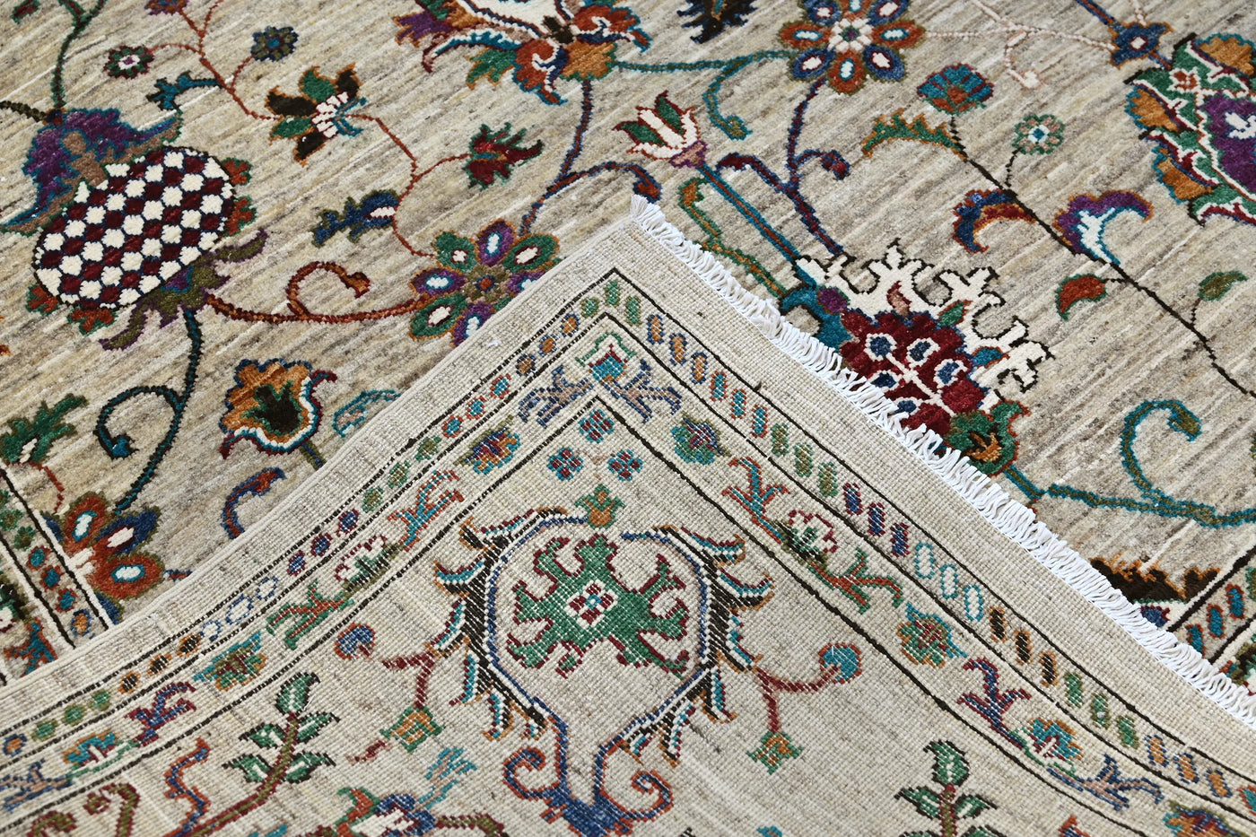 Khorjin Afghan Rug – Azure Patchwork