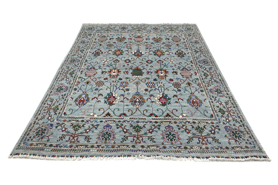 Khorjin Afghan Rug – Cerulean Meadow