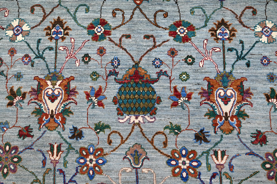 Khorjin Afghan Rug – Cerulean Meadow