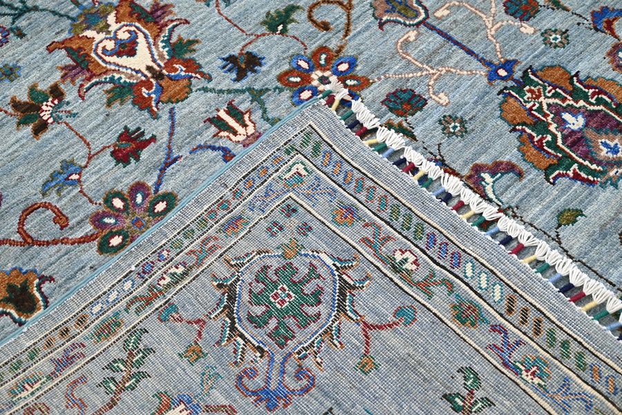 Khorjin Afghan Rug – Cerulean Meadow