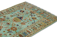 Khorjin Afghan Rug – Turquoise Tendrils