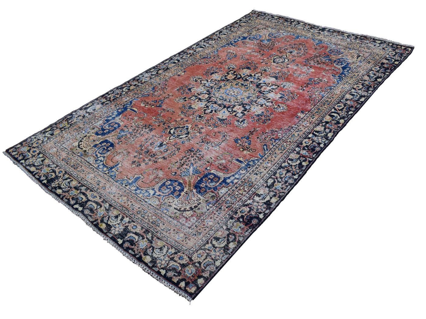 Vintage Distressed Persian Rug – Lagoon Mist