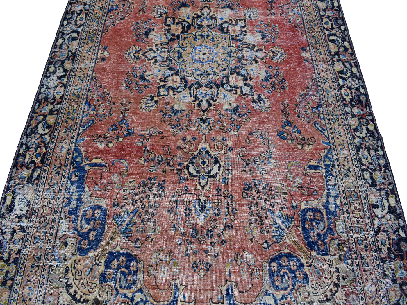 Vintage Distressed Persian Rug – Lagoon Mist