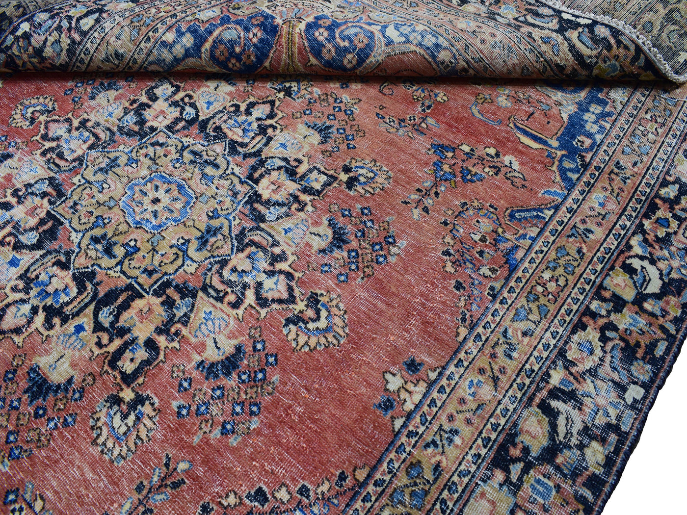 Vintage Distressed Persian Rug – Lagoon Mist