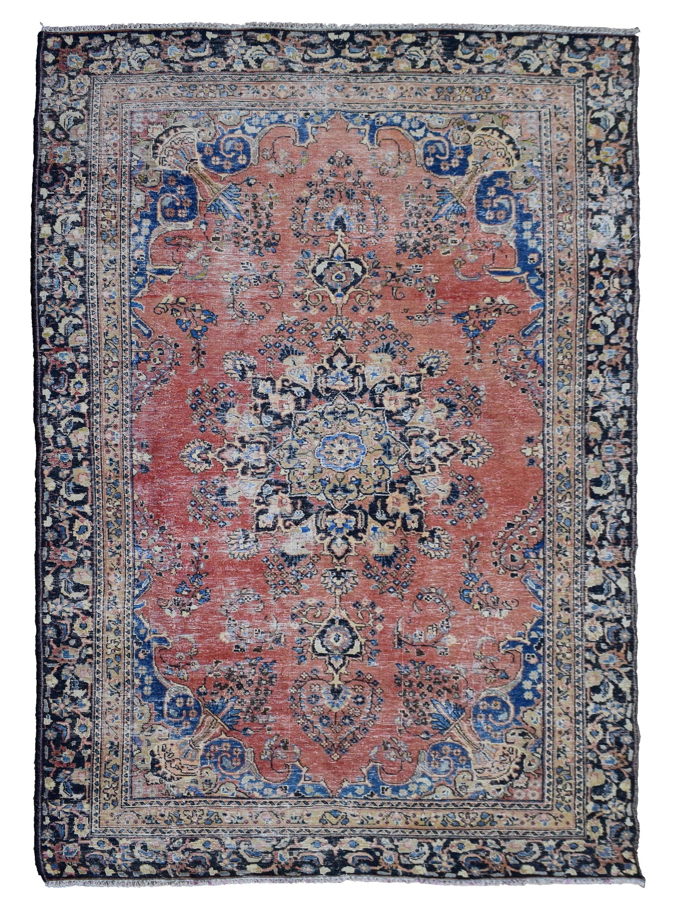 Vintage Distressed Persian Rug – Lagoon Mist