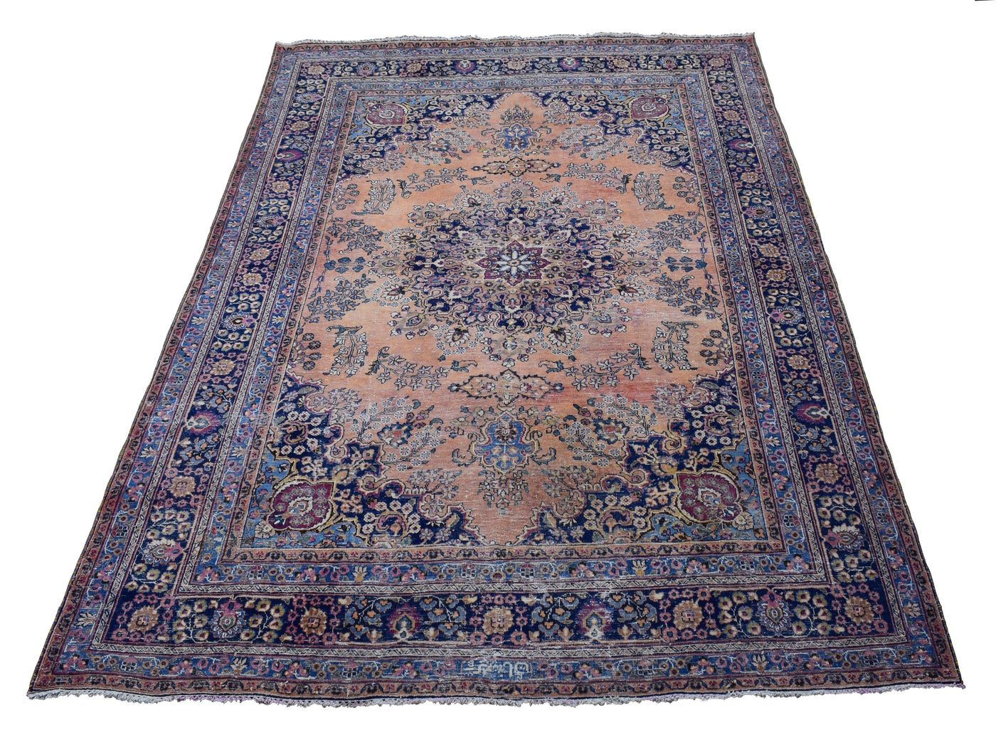 Vintage Distressed Persian Rug – Indigo Drift