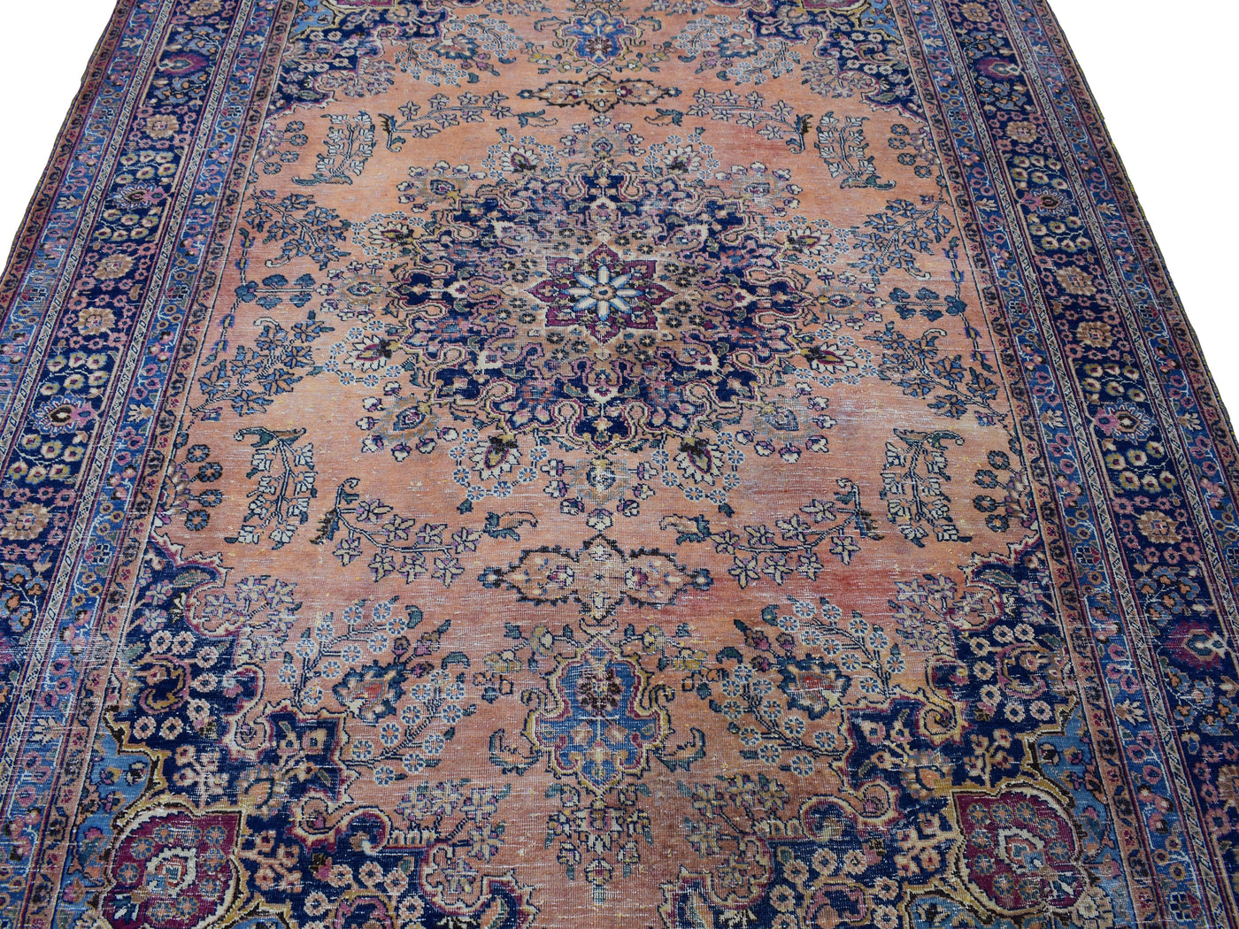 Vintage Distressed Persian Rug – Indigo Drift