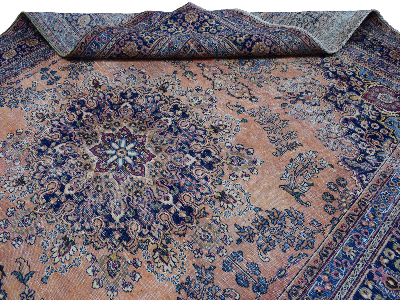 Vintage Distressed Persian Rug – Indigo Drift