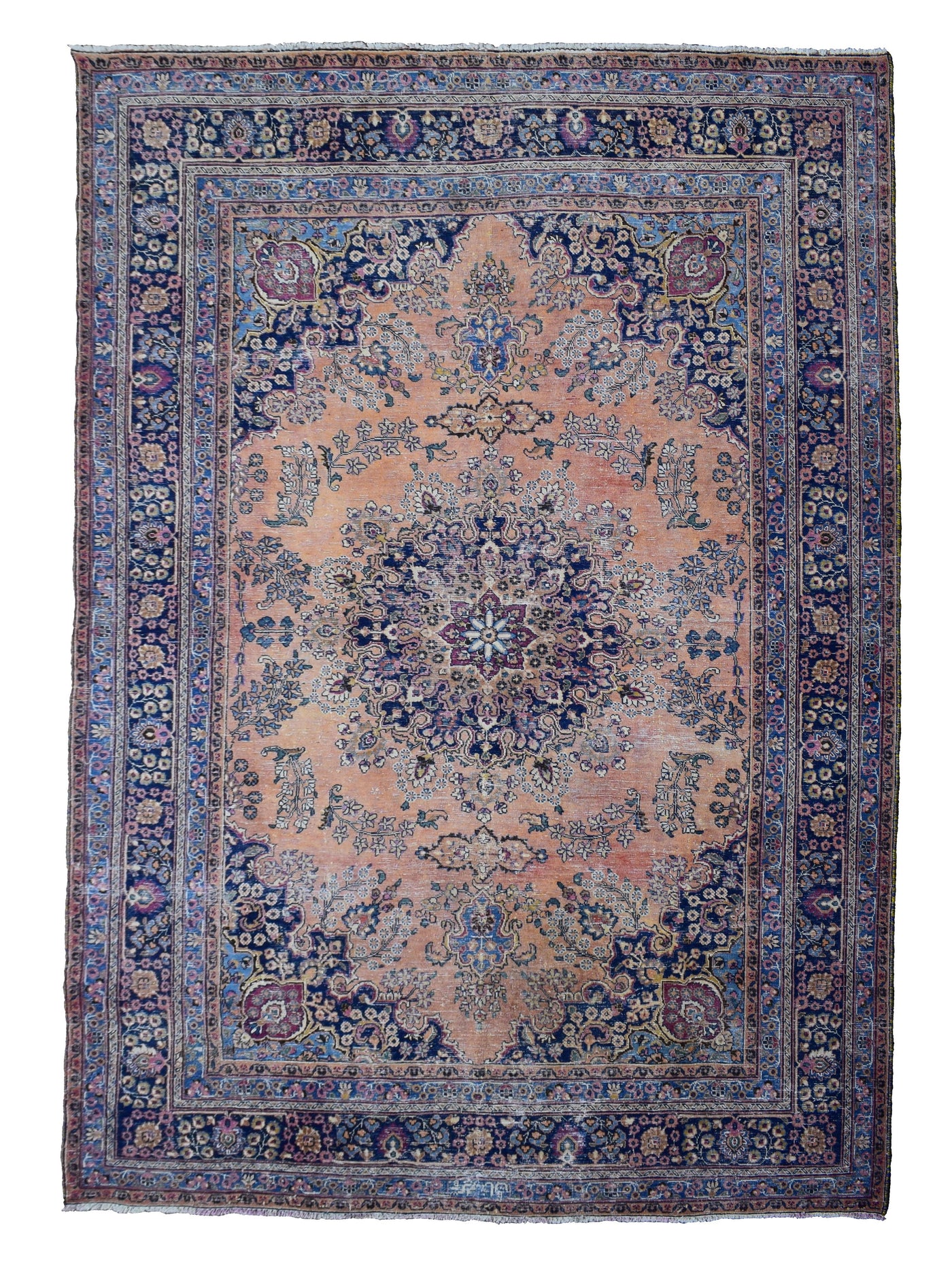Vintage Distressed Persian Rug – Indigo Drift