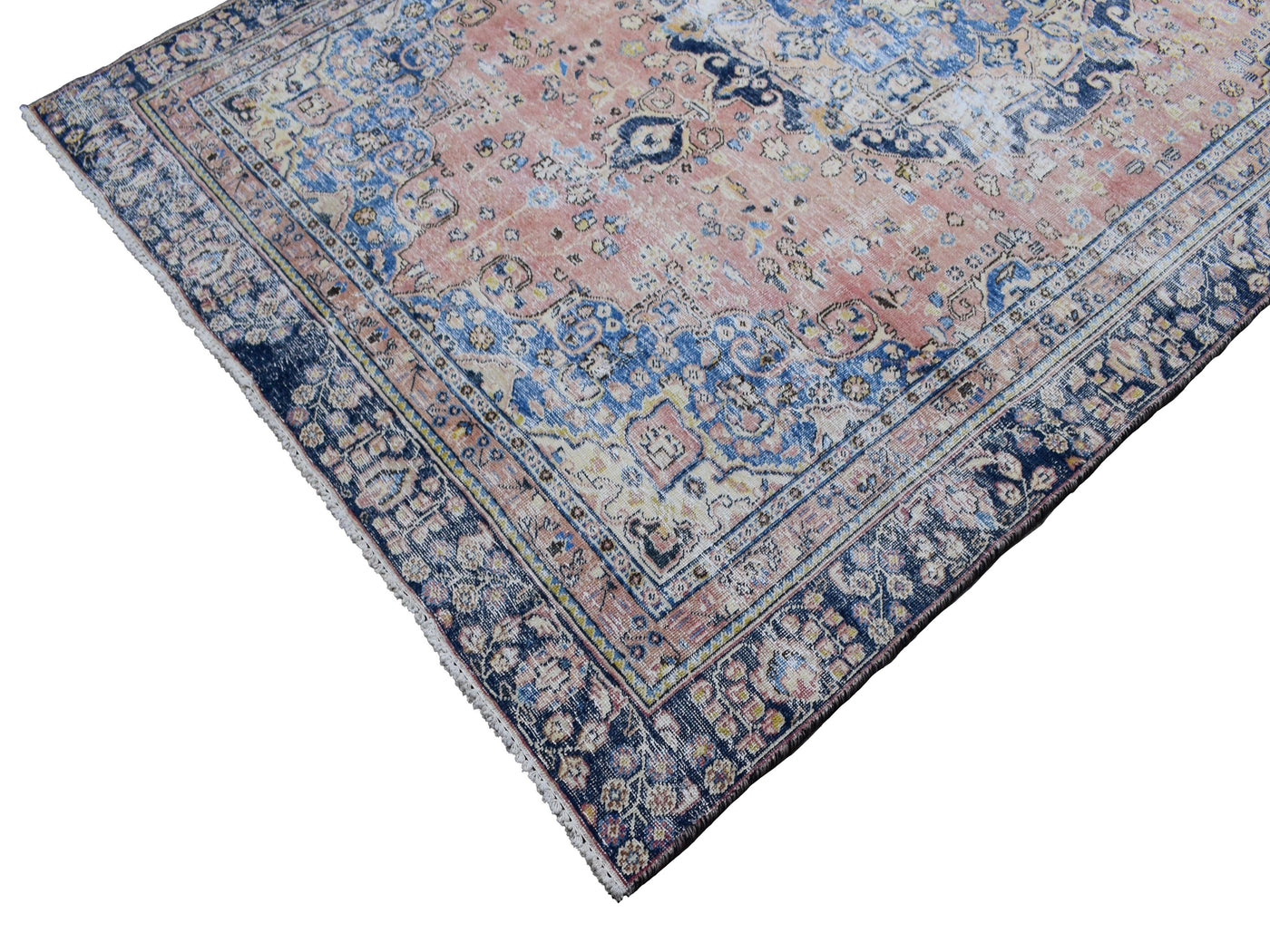 Vintage Distressed Persian Rug – Teal Echo