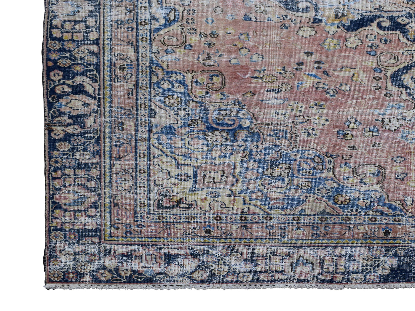Vintage Distressed Persian Rug – Teal Echo