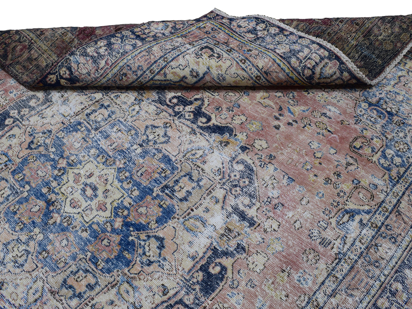 Vintage Distressed Persian Rug – Teal Echo