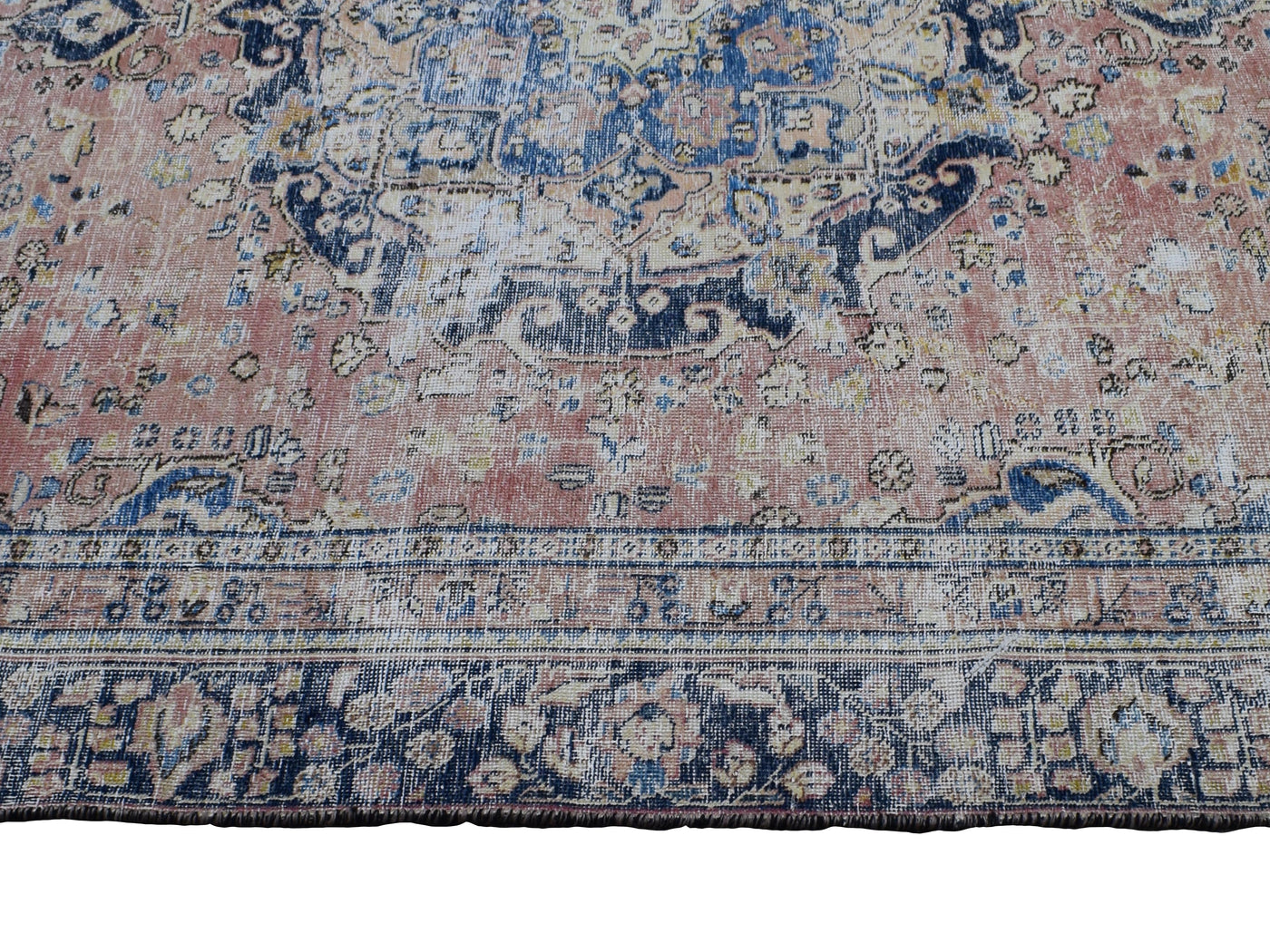 Vintage Distressed Persian Rug – Teal Echo