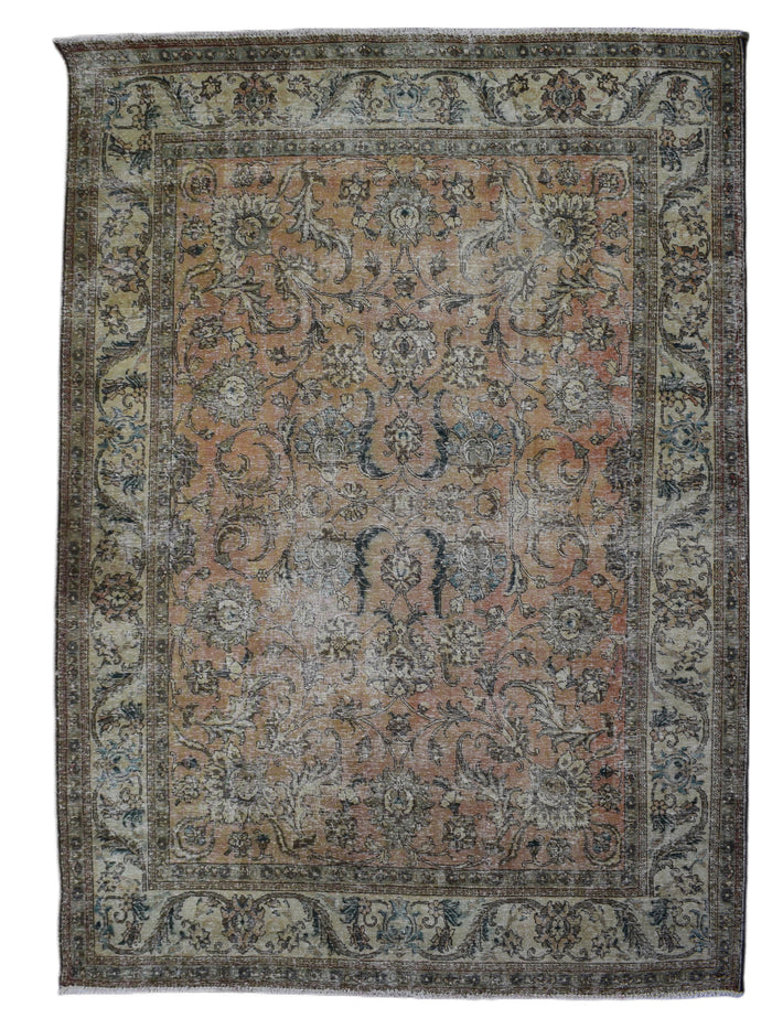 Vintage Distressed Persian Rug – Ivory Aura