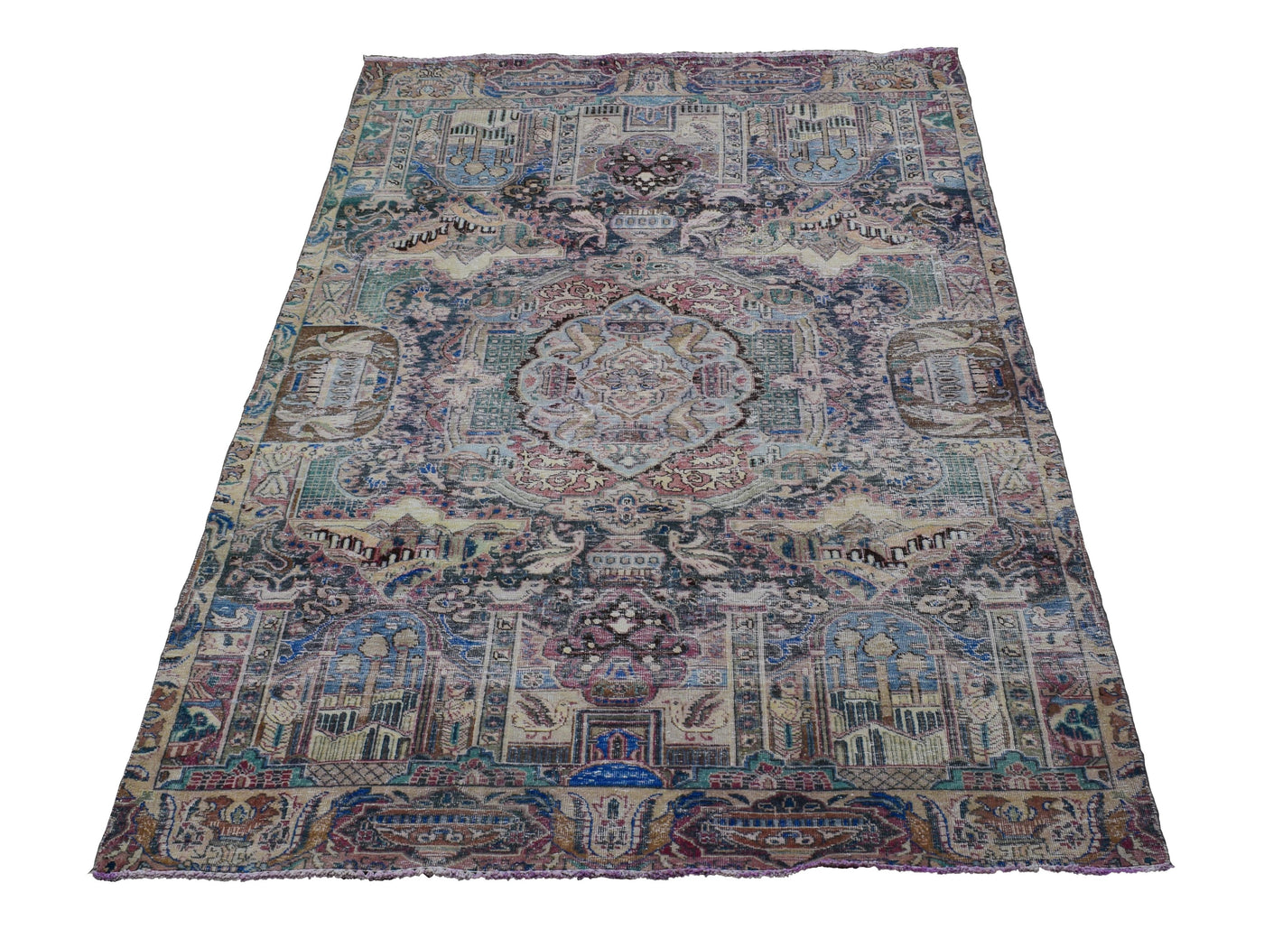 Vintage Distressed Persian Rug – Vermilion Fade