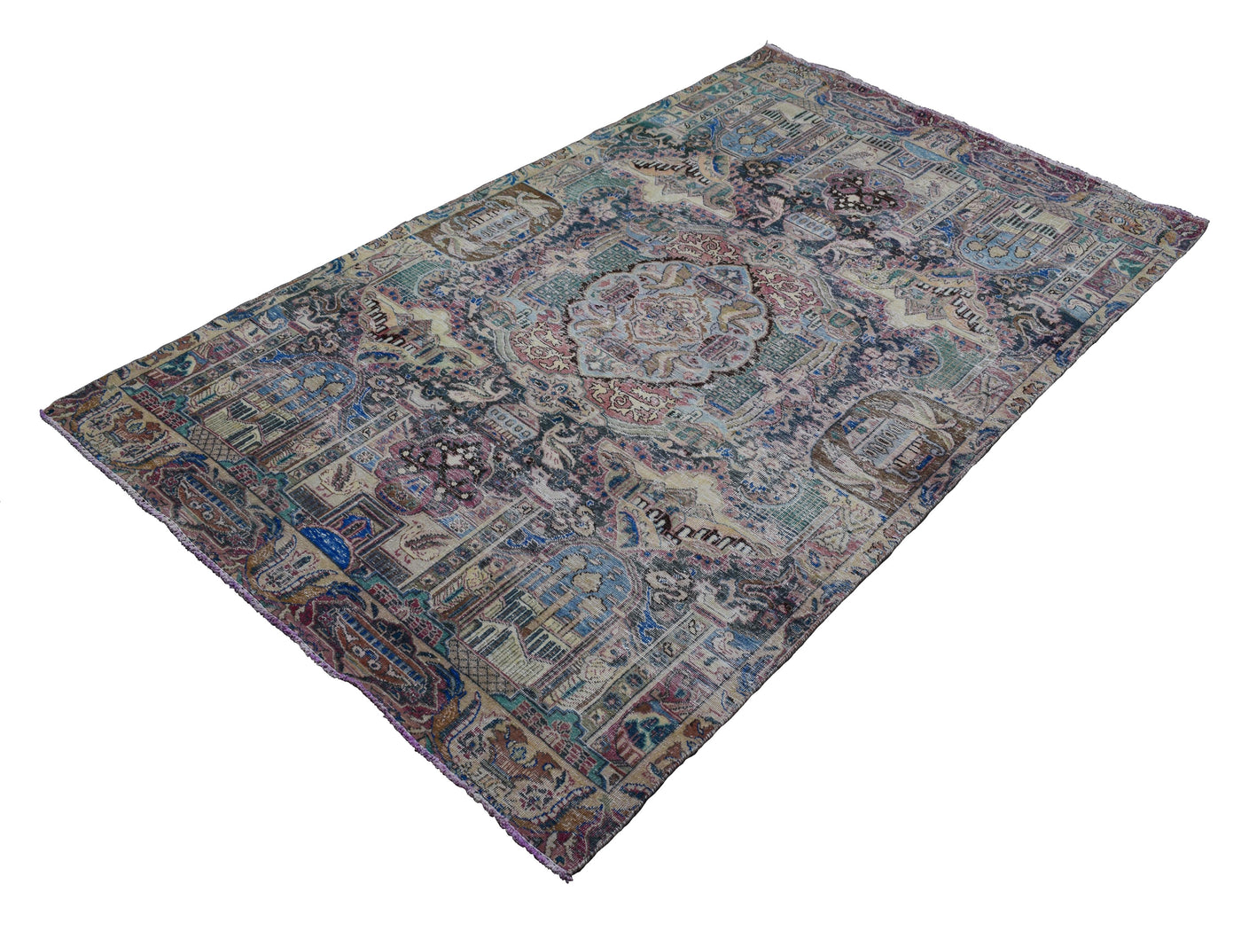 Vintage Distressed Persian Rug – Vermilion Fade