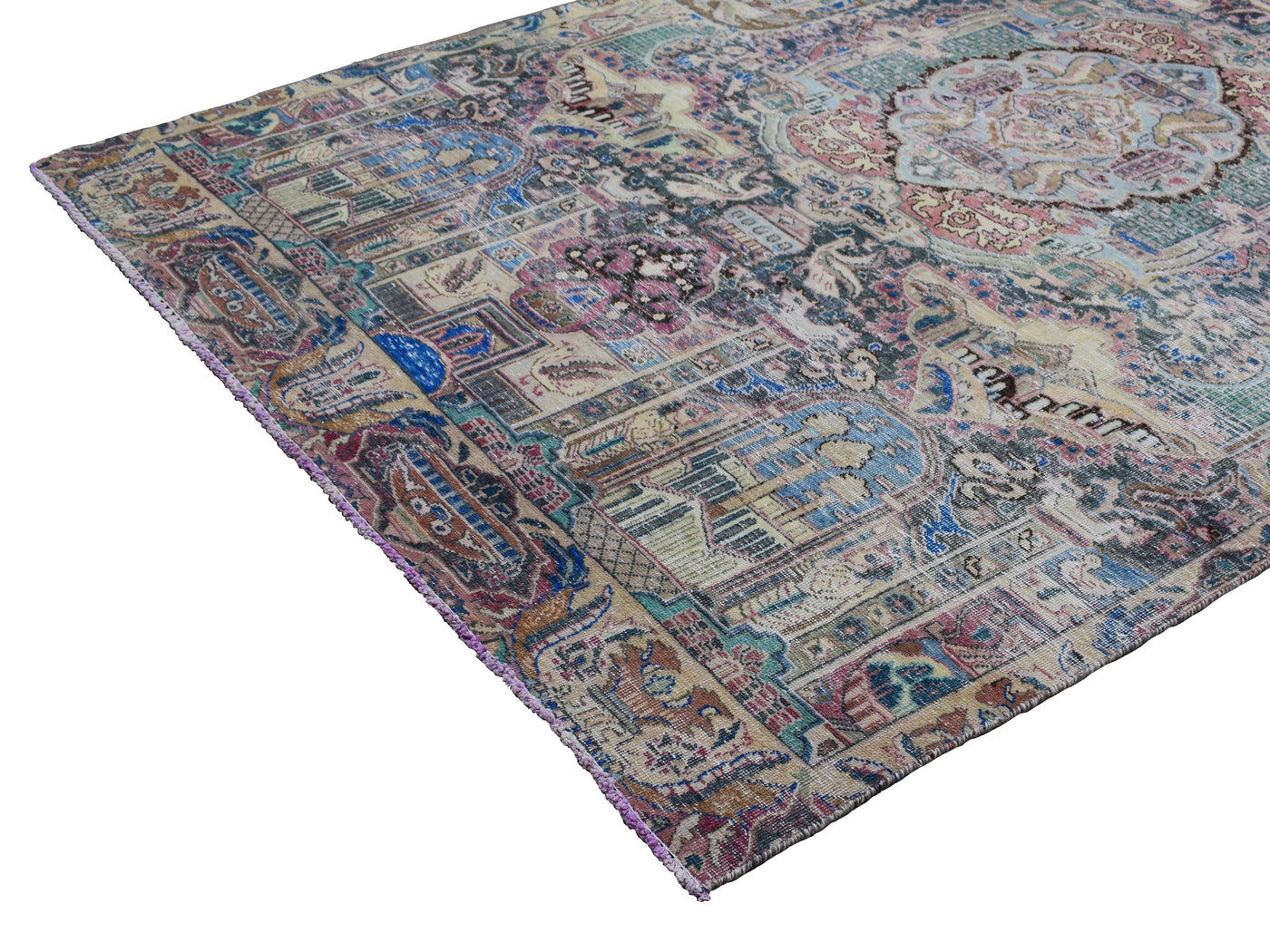 Vintage Distressed Persian Rug – Vermilion Fade
