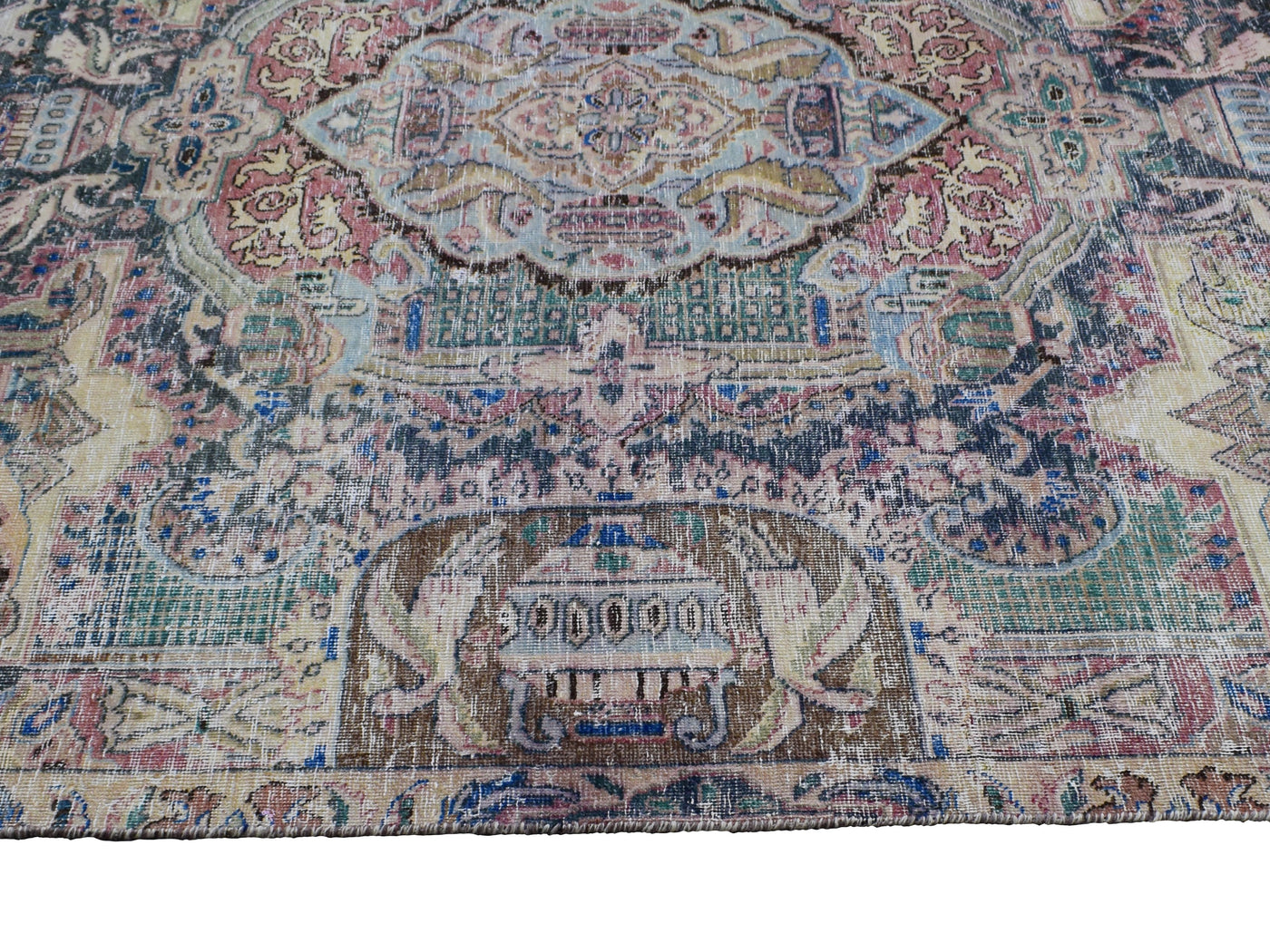 Vintage Distressed Persian Rug – Vermilion Fade