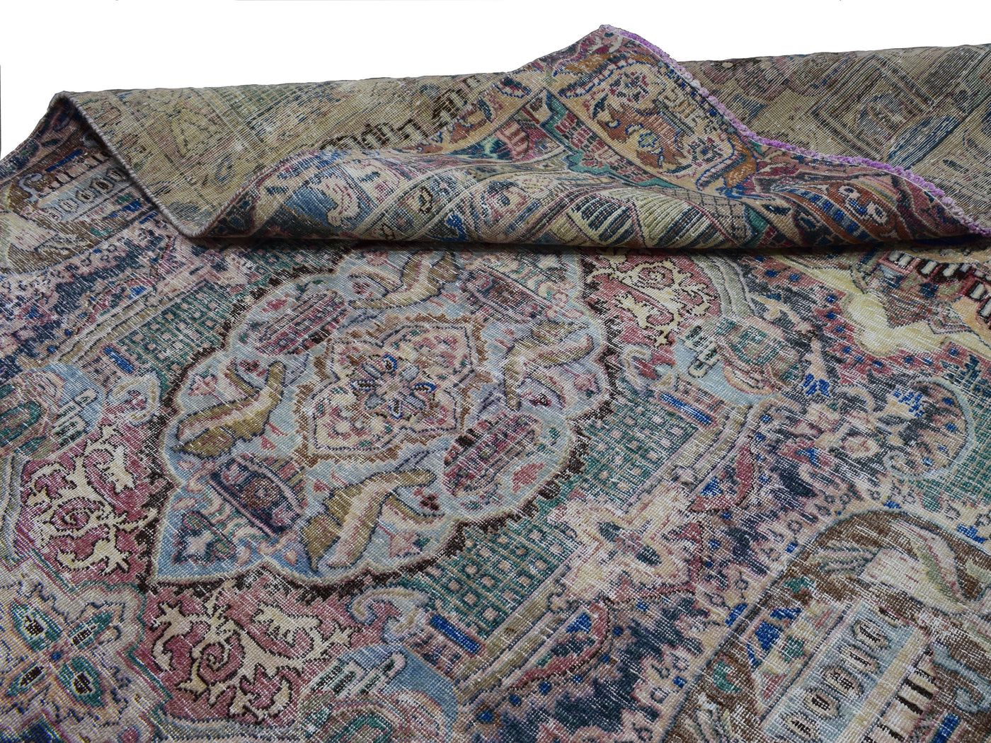 Vintage Distressed Persian Rug – Vermilion Fade