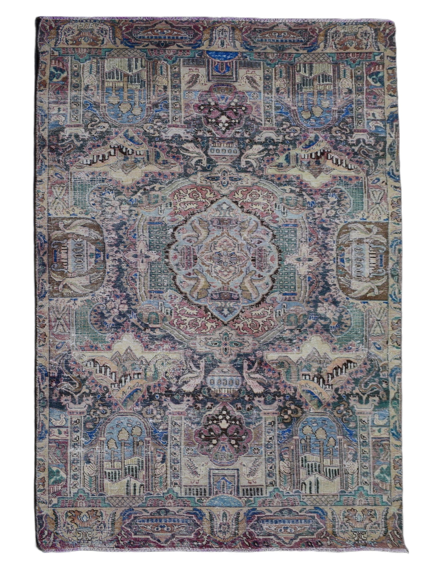 Vintage Distressed Persian Rug – Vermilion Fade