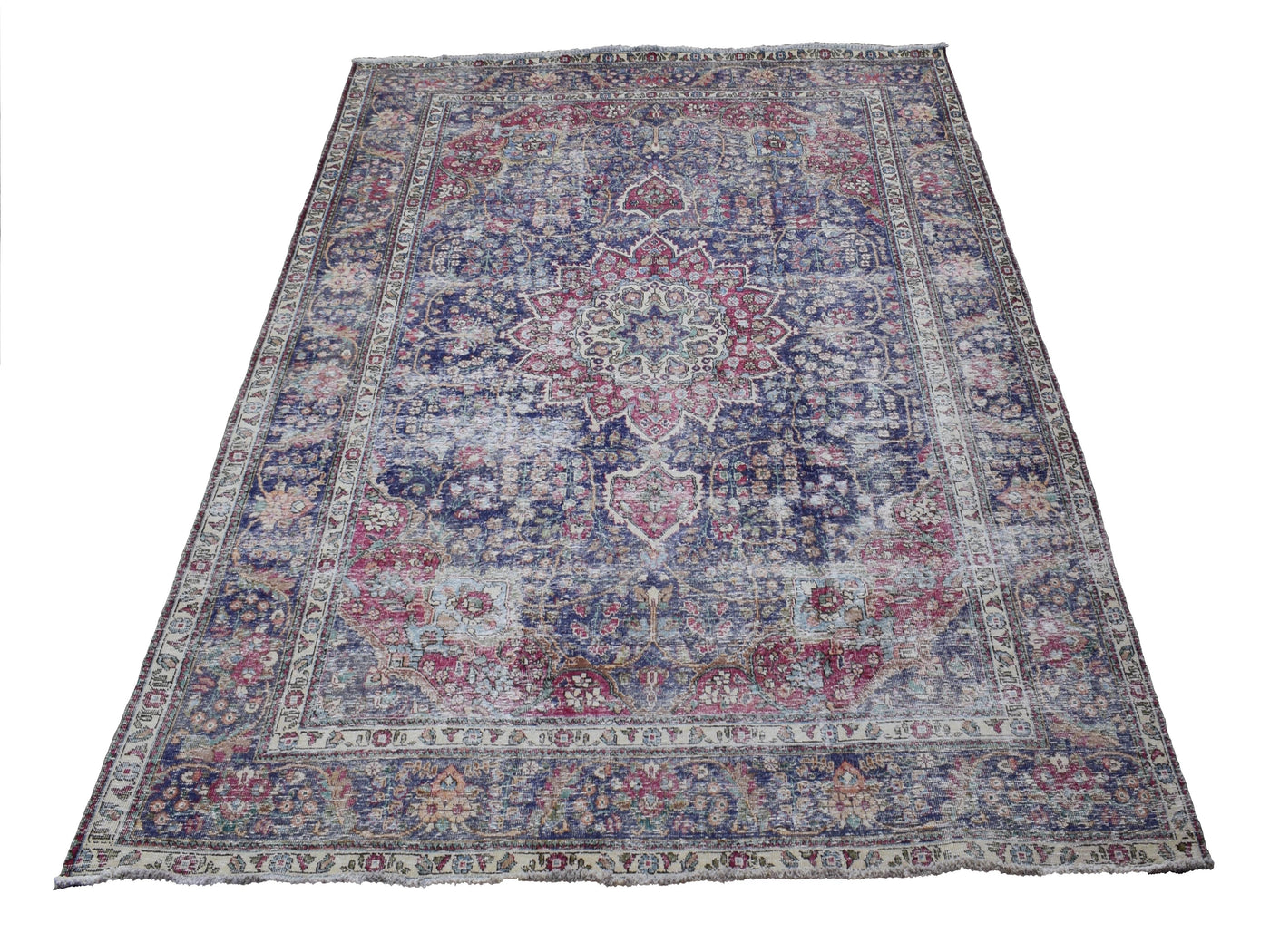 Vintage Distressed Persian Rug – Cerulean Patina