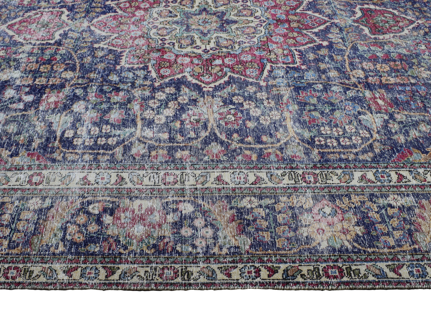 Vintage Distressed Persian Rug – Cerulean Patina