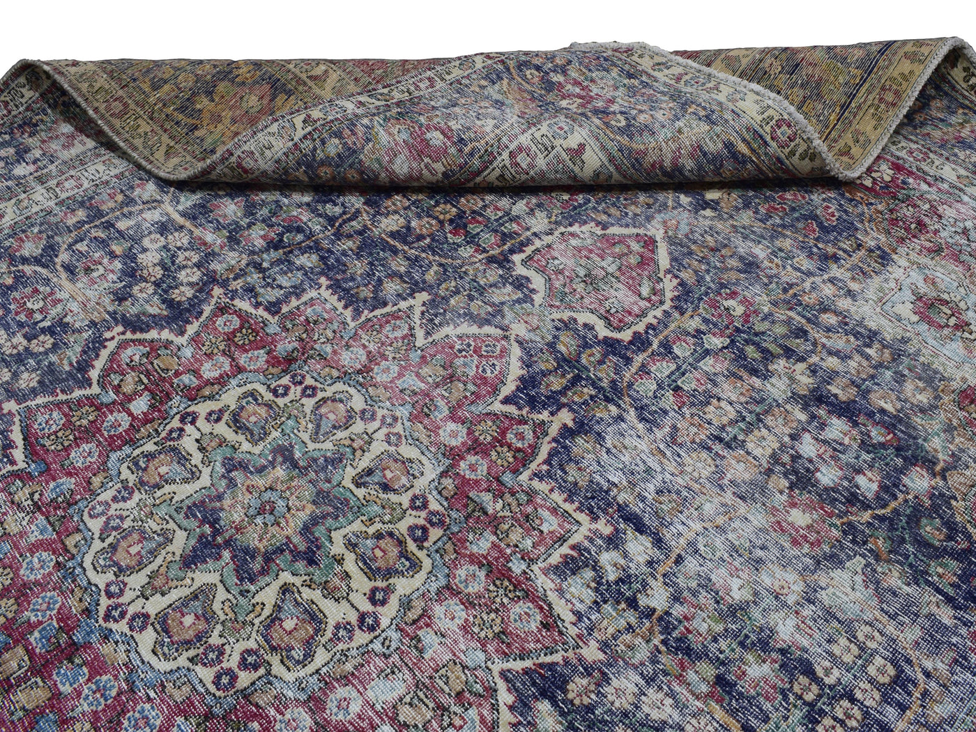 Vintage Distressed Persian Rug – Cerulean Patina