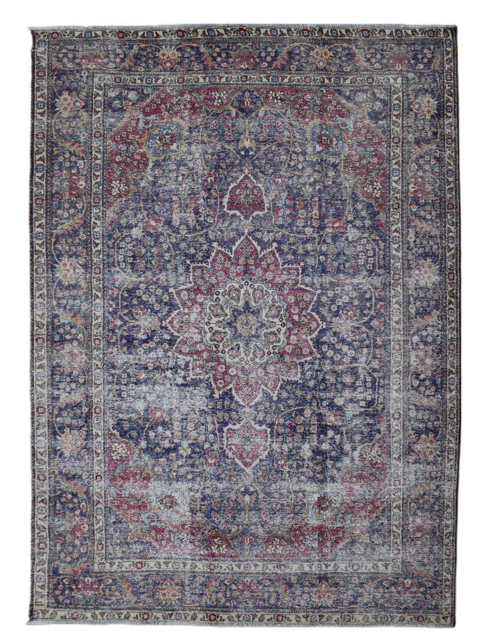 Vintage Distressed Rug – Cerulean Patina