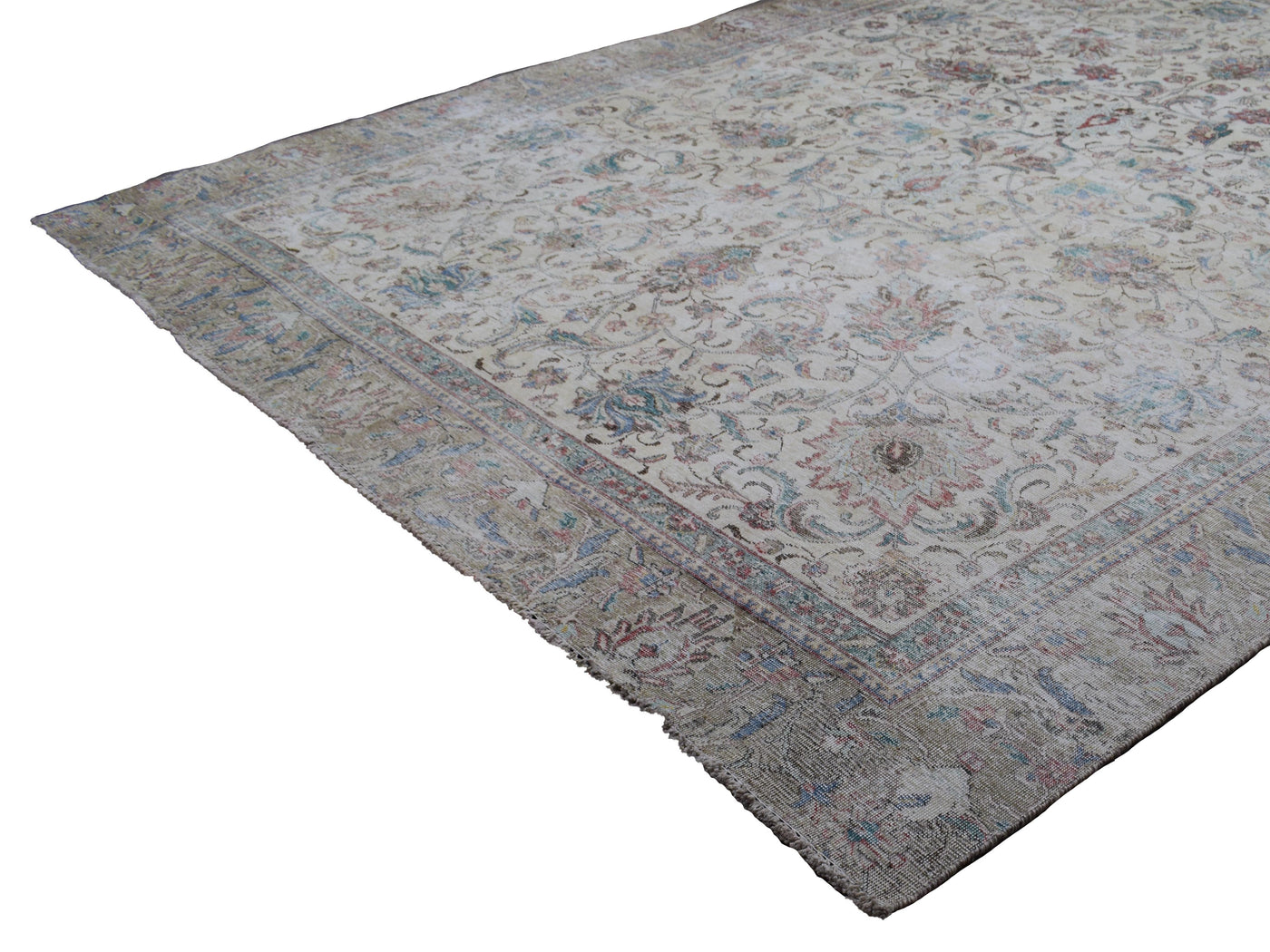 Vintage Distressed Persian Rug – Stone Echo