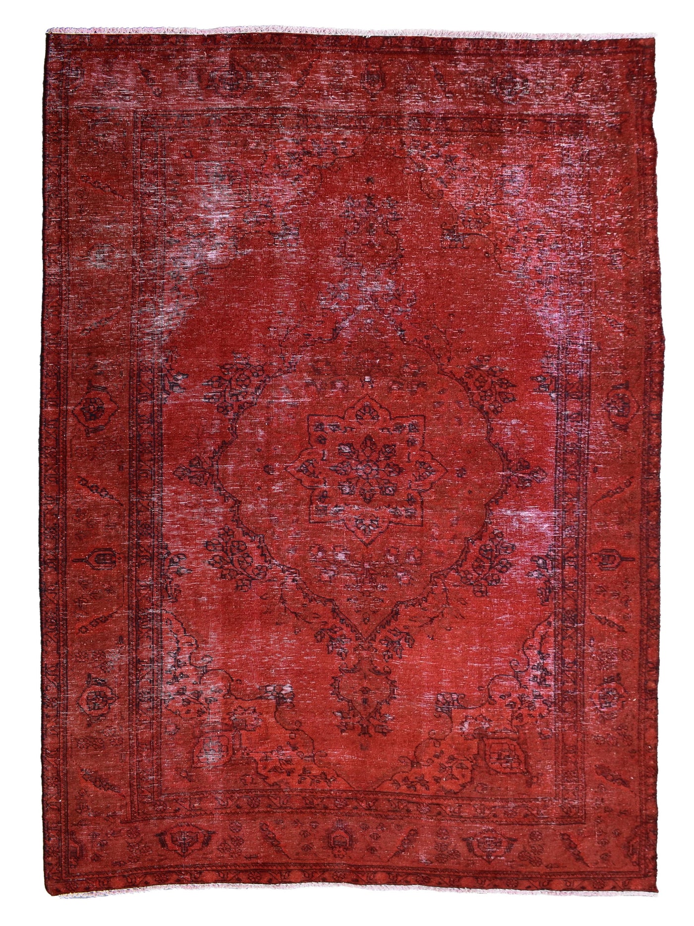 Vintage Overdyed Persian Rug – Vermilion Drift