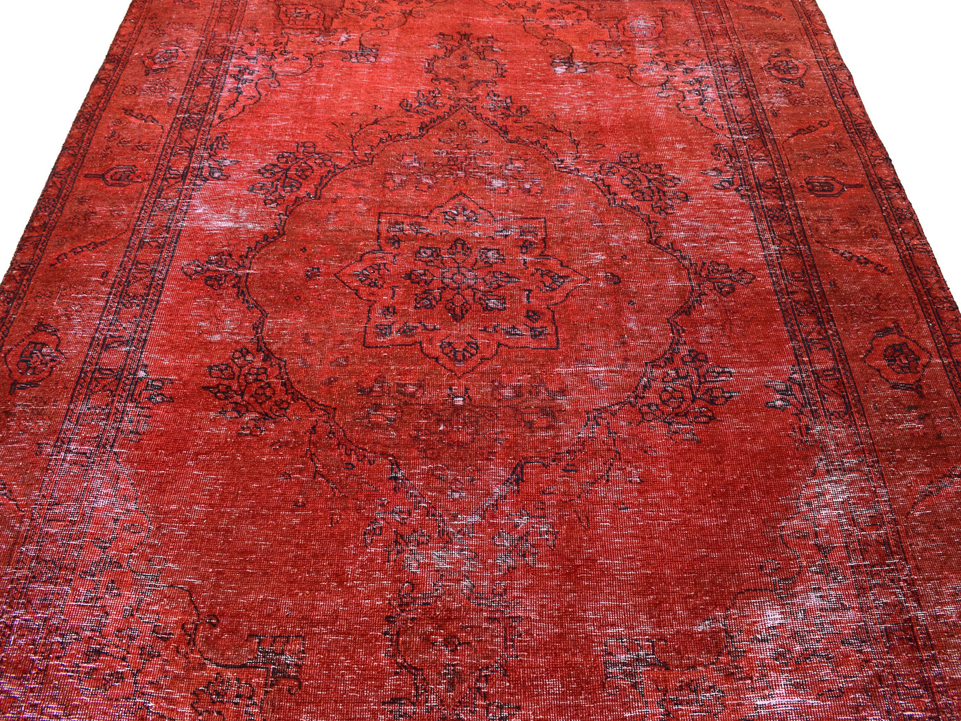 Vintage Overdyed Persian Rug – Vermilion Drift