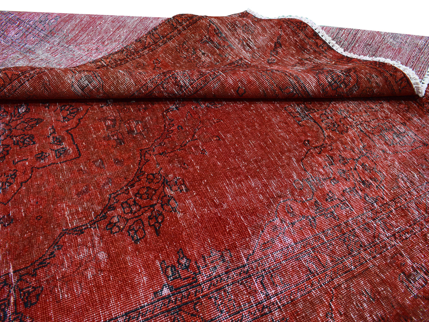 Vintage Overdyed Persian Rug – Vermilion Drift
